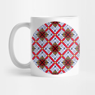 Bright Red, Indigo and Orange Moroccan Pattern (Decorative Border) Mug